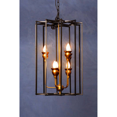 Allas Matte Black and Bronze Metal 6 Bulb Pendant Light