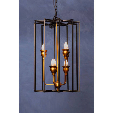 Allas Matte Black and Bronze Metal 6 Bulb Pendant Light