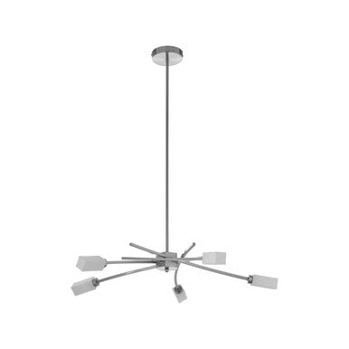 Abira Silver Metal and Frosted Glass 5 Bulb Pendant Light