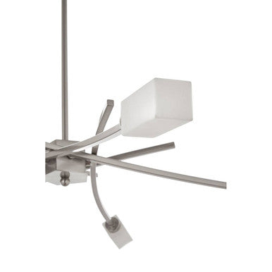 Abira Silver Metal and Frosted Glass 5 Bulb Pendant Light
