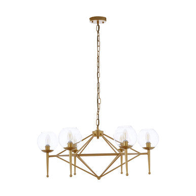 Abira Gold Metal and Glass 6 Bulb Pendant Light