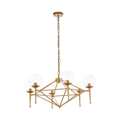 Abira Gold Metal and Glass 6 Bulb Pendant Light