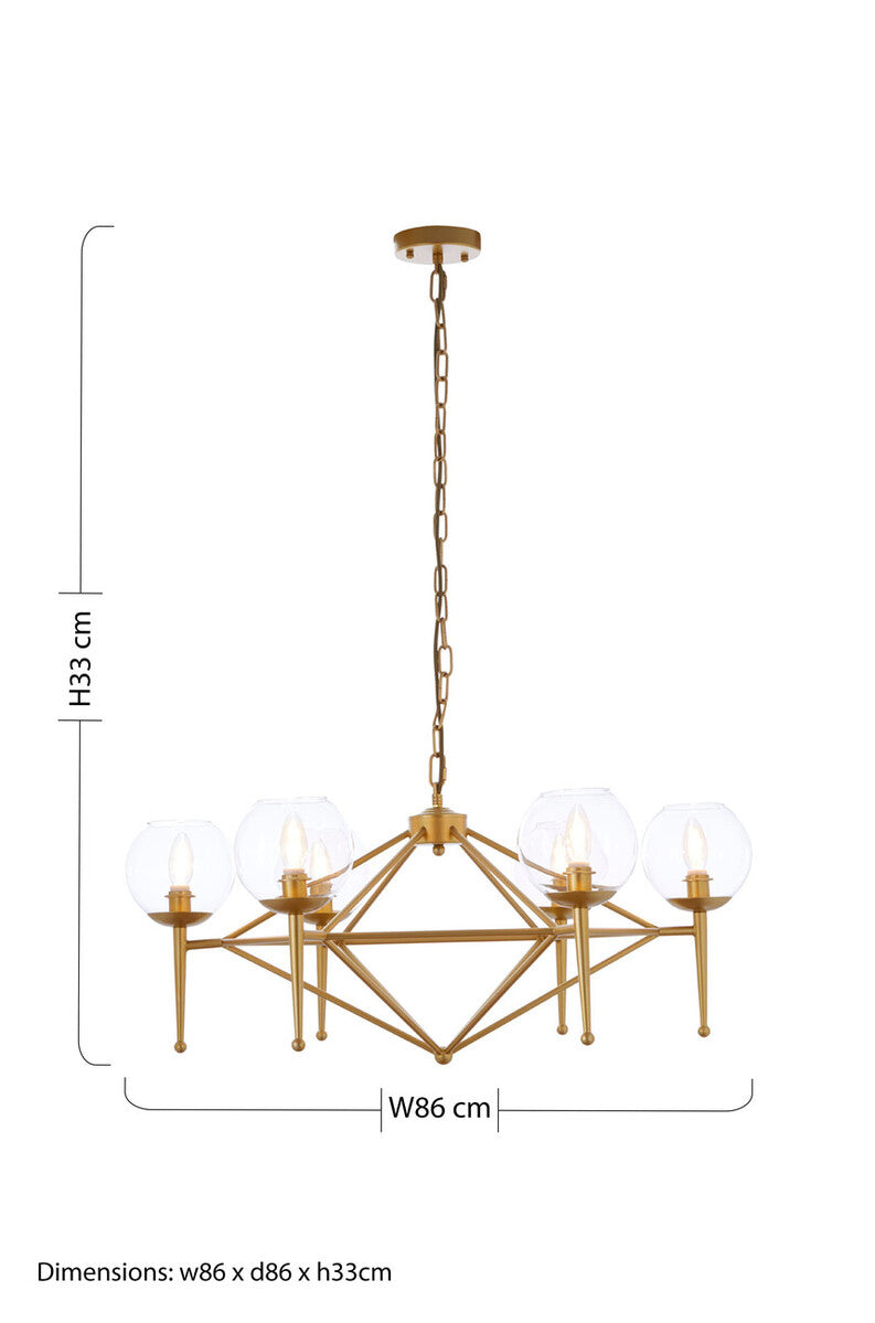 Abira Gold Metal and Glass 6 Bulb Pendant Light