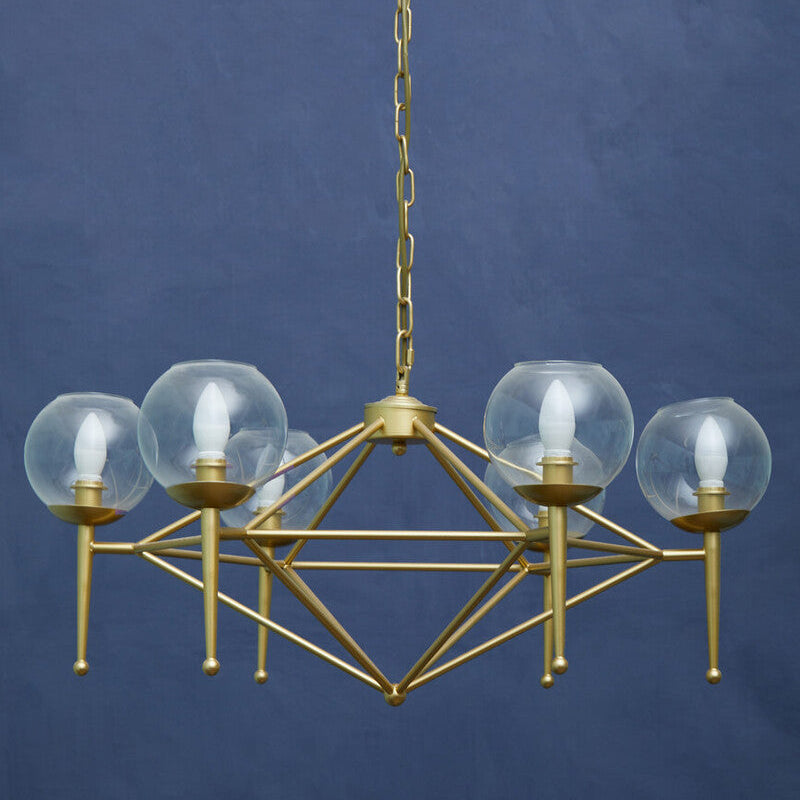 Abira Gold Metal and Glass 6 Bulb Pendant Light