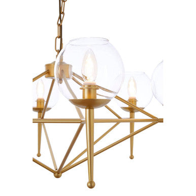 Abira Gold Metal and Glass 6 Bulb Pendant Light