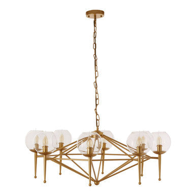 Abira Gold Metal and Glass 8 Bulb Pendant Light