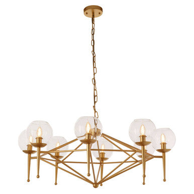 Abira Gold Metal and Glass 8 Bulb Pendant Light