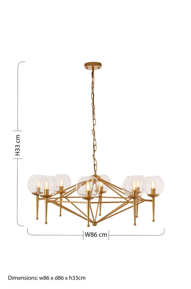 Abira Gold Metal and Glass 8 Bulb Pendant Light