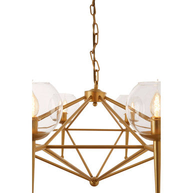 Abira Gold Metal and Glass 8 Bulb Pendant Light