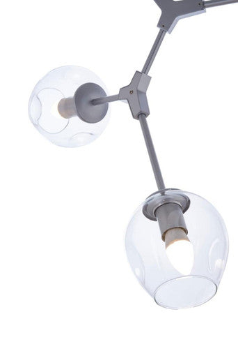 Abira Silver Metal and Glass 5 Bulb Adjustable Statement Pendant Light