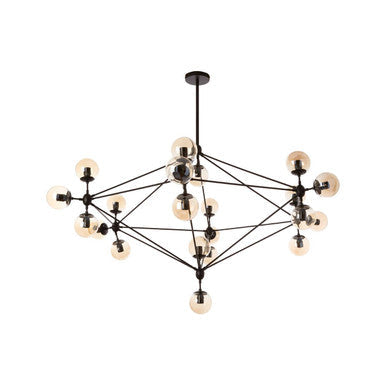 Abira Matte Black Metal and Glass 21 Bulb Pendant Light