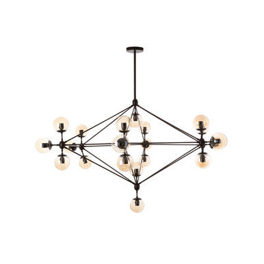 Abira Matte Black Metal and Glass 21 Bulb Pendant Light