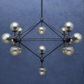 Abira Matte Black Metal and Glass 21 Bulb Pendant Light