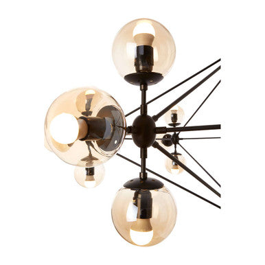 Abira Matte Black Metal and Glass 21 Bulb Pendant Light