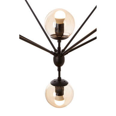 Abira Matte Black Metal and Glass 21 Bulb Pendant Light