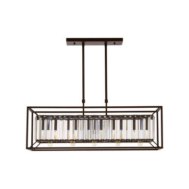 Akiko Dark Bronze Metal and Glass 5 Bulb Ceiling Light