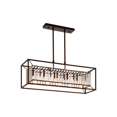 Akiko Dark Bronze Metal and Glass 5 Bulb Ceiling Light