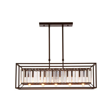 Akiko Dark Bronze Metal and Glass 5 Bulb Ceiling Light
