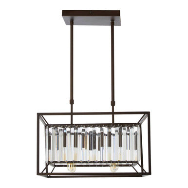 Akiko Dark Brown Metal and Glass 4 Bulb Ceiling Light