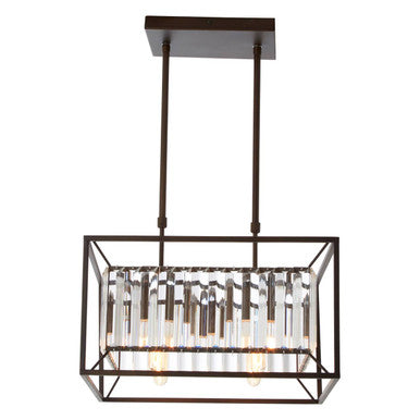 Akiko Dark Brown Metal and Glass 4 Bulb Ceiling Light