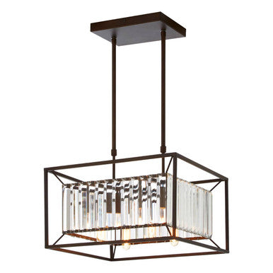 Akiko Dark Brown Metal and Glass 4 Bulb Ceiling Light