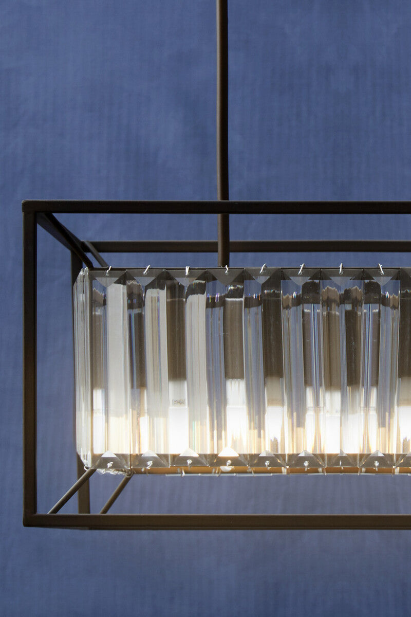 Akiko Dark Brown Metal and Glass 4 Bulb Ceiling Light