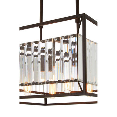 Akiko Dark Brown Metal and Glass 4 Bulb Ceiling Light