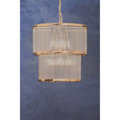 Salasco 2 Tier Nickel Finish Glass Chandelier