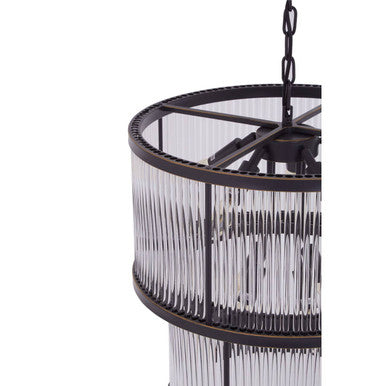 Salasco 2 Tier Antique Black Glass Chandelier