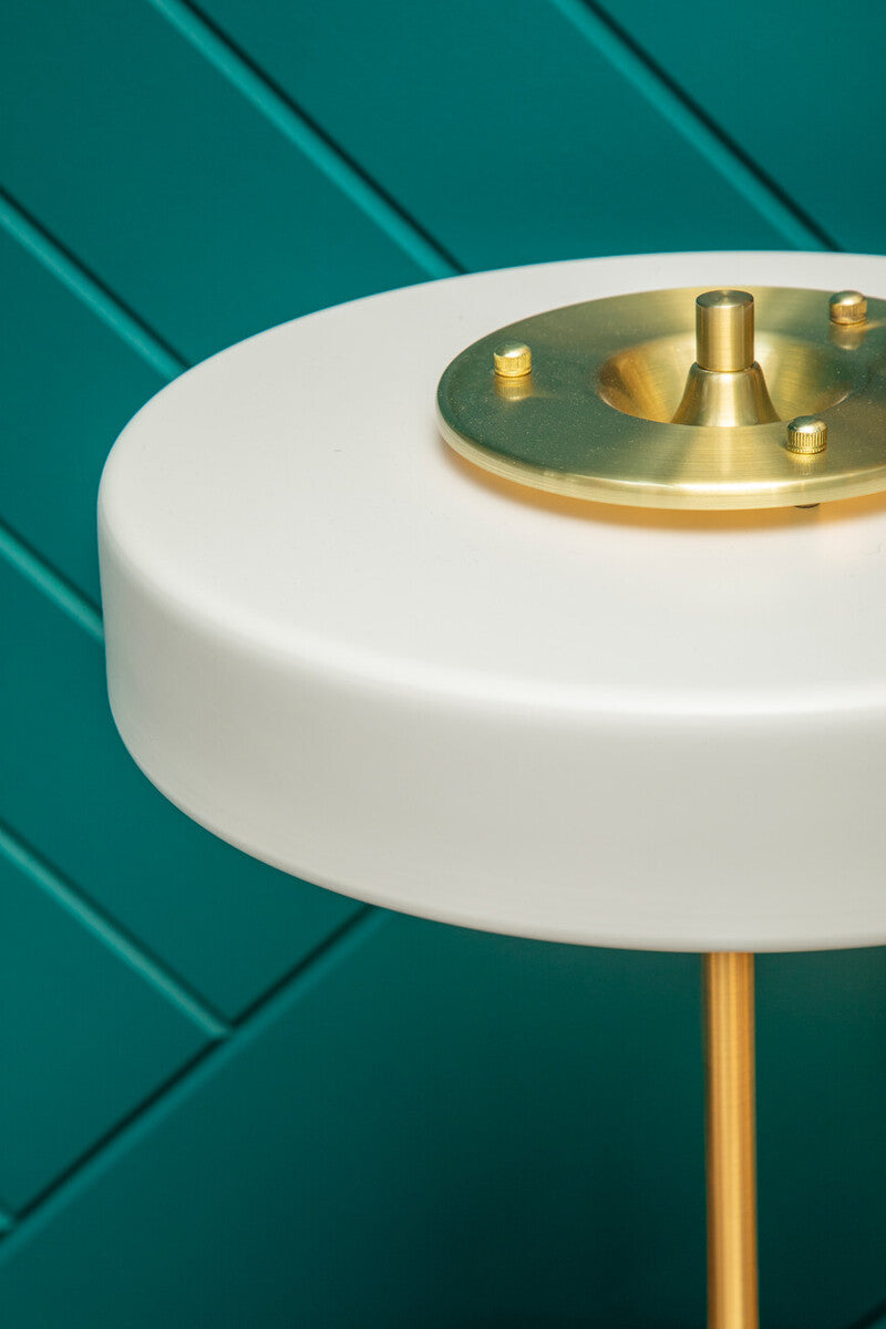 Rogano White Shade with Gold Finish Frame Table Lamp