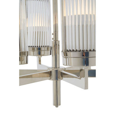 Hilton Glass and Nickel Finish 6 Arm Pendant Light
