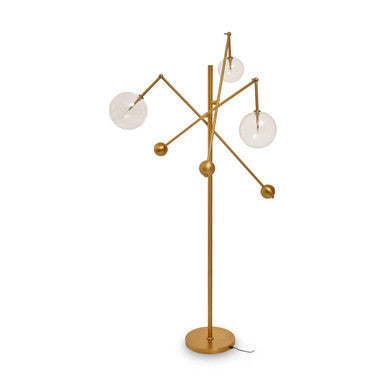 Abira Brass Finish Metal 3 Bulb Floor Lamp with Glass Shades