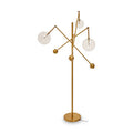 Abira Brass Finish Metal 3 Bulb Floor Lamp with Glass Shades