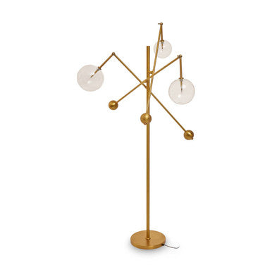 Abira Brass Finish Three Bulb Floor Lamp