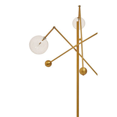 Abira Brass Finish Metal 3 Bulb Floor Lamp with Glass Shades