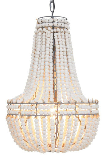 Lapiz Antique White Wooden Beads Chandelier