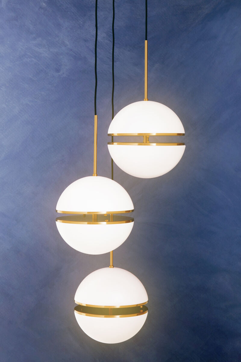 Abira Brushed Brass Finish Metal 3 Ball Pendant Light
