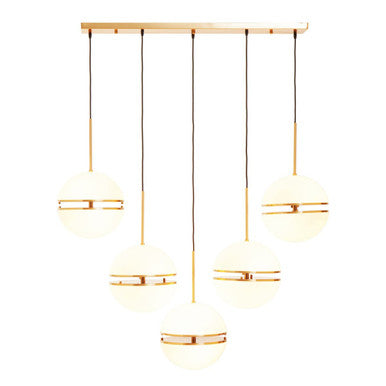Abira Brushed Brass Finish Metal 5 Ball Pendant Light