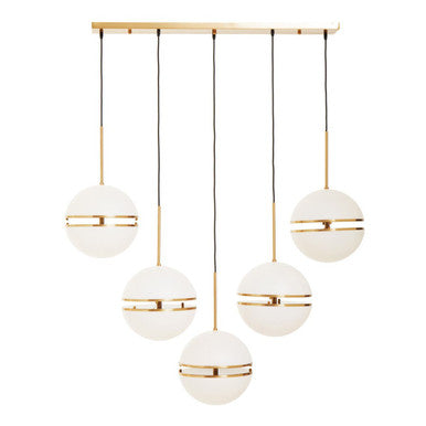 Abira Brushed Brass Finish Metal 5 Ball Pendant Light