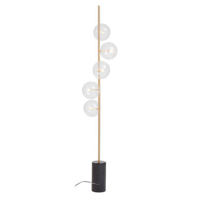 Abira Black Marble and Brass 5 Bulb Floor Lamp