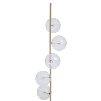 Abira Black Marble and Brass 5 Bulb Floor Lamp