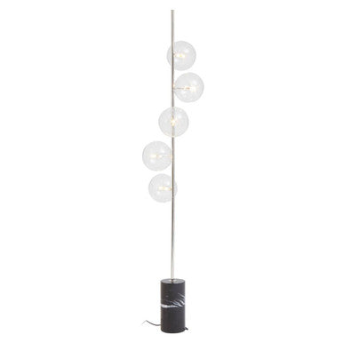 Abira Black Marble and Nickel Finish 5 Bulb Floor Lamp