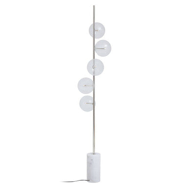 Abira White Marble and Nickel Finish 5 Bulb Floor Lamp