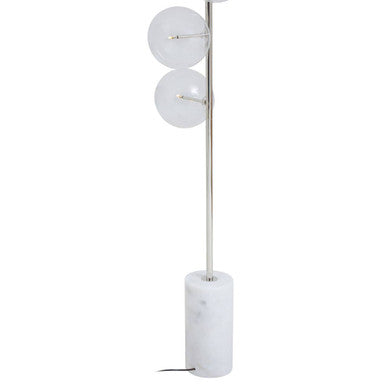 Abira White Marble and Nickel Finish 5 Bulb Floor Lamp