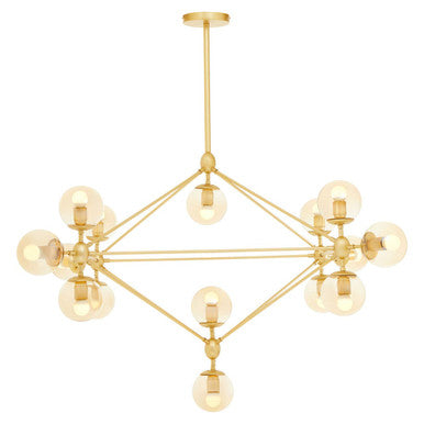 Abira Gold Finish 15 Arm Statement Pendant Light