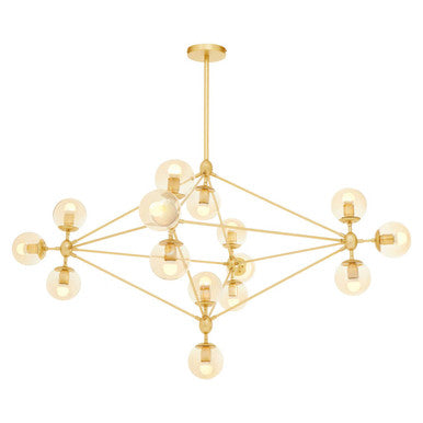 Abira Gold Metal and Glass 15 Bulb Statement Pendant Light
