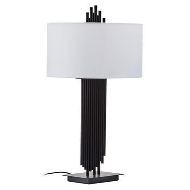 Impero Black Table Lamp with White Linen Shade
