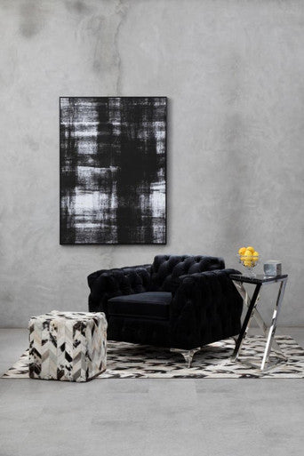 Bosie Safira Large Hair on Leather Chevron Patchwork Rug