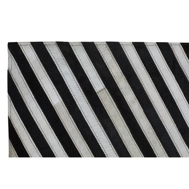 Bosie Safira Large Black And White Hair on Leather Rug