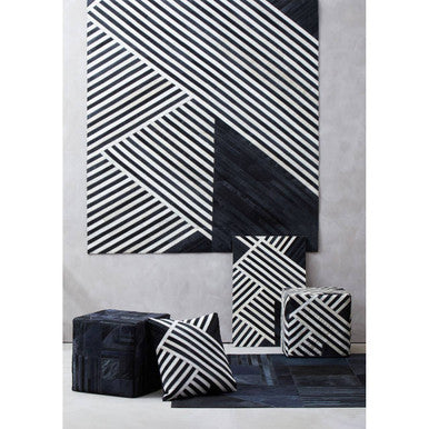 Bosie Safira Small Black And Grey Deco Hair on Leather Rug